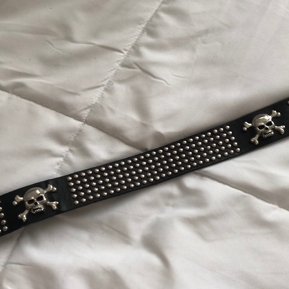 Leather studded skull belt